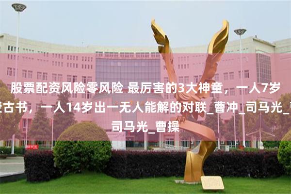 股票配资风险零风险 最厉害的3大神童，一人7岁讲授古书，一人14岁出一无人能解的对联_曹冲_司马光_曹操