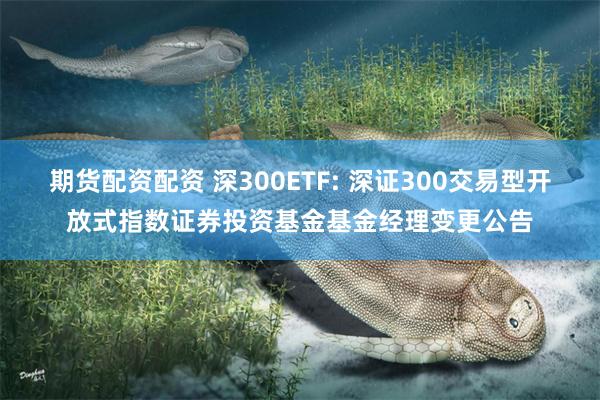 期货配资配资 深300ETF: 深证300交易型开放式指数证券投资基金基金经理变更公告