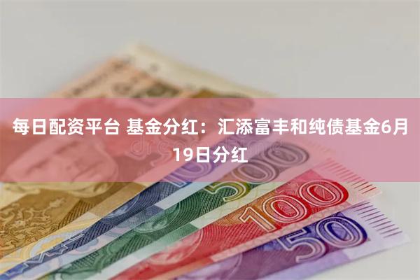 每日配资平台 基金分红：汇添富丰和纯债基金6月19日分红